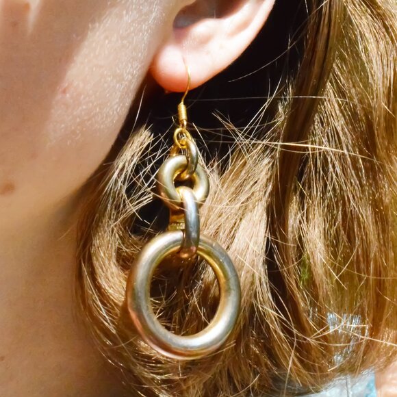 Handmade Bronze Contemporary Loop Earrings - Picture 6 of 7